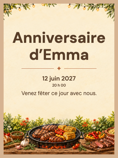 Invitation d’anniversaire numérique: Barbecue d’entreprise