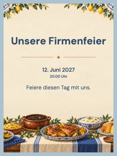 Digitale Einladung: Firmenfeier an der Festtafel — Firmenfeiern