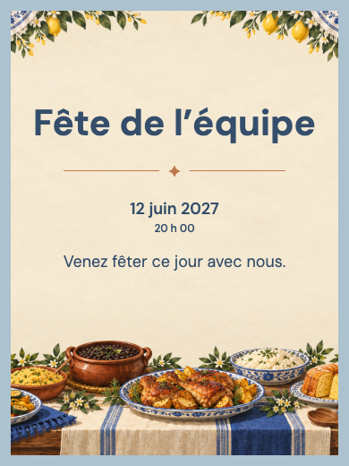 Invitation numérique: Fête d’entreprise à table — Fêtes d’entreprise