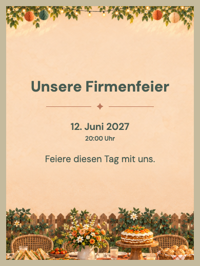 Digitale Einladung: Firmenfeier im Freien — Firmenfeiern
