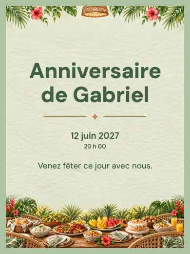 Invitation d’anniversaire numérique: Fête d’entreprise tropicale