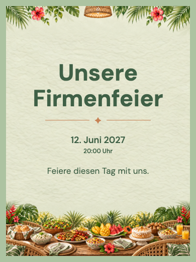 Digitale Einladung: Tropische Firmenfeier — Firmenfeiern