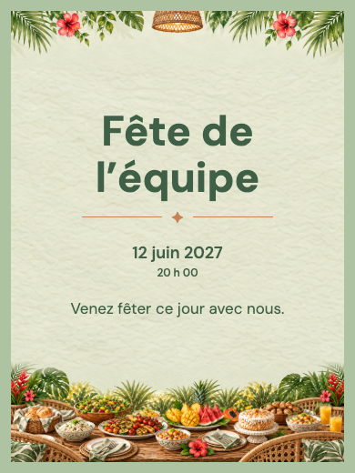 Invitation numérique: Fête d’entreprise tropicale — Événement d’entreprise