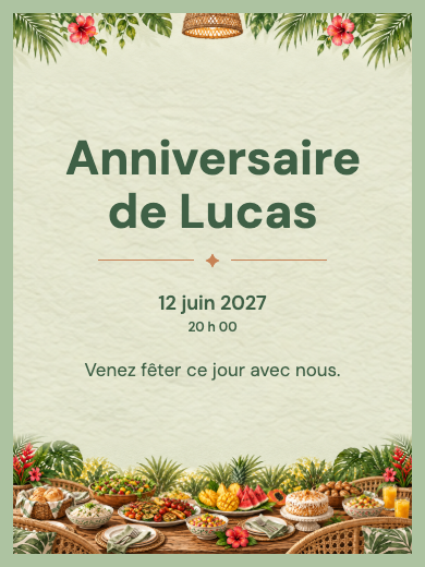 Invitation d’anniversaire numérique: Fête d’entreprise tropicale