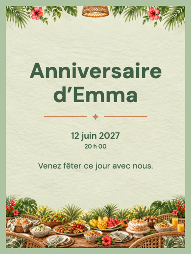 Invitation d’anniversaire numérique: Fête d’entreprise tropicale