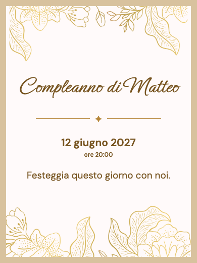 Invito digitale di compleanno: Floreale dorato