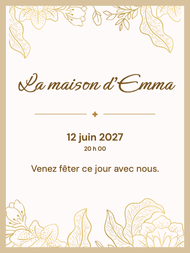 Invitation numérique: Floral doré — Crémaillère