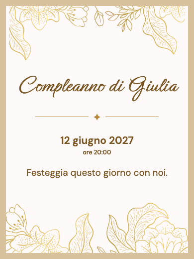 Invito digitale di compleanno: Floreale dorato