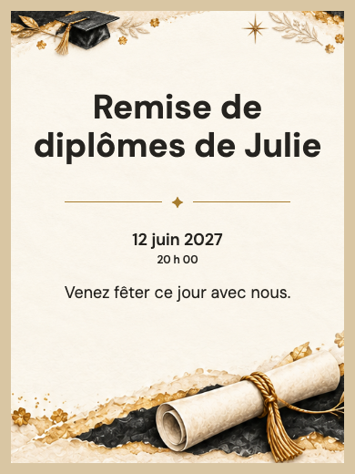 Invitation numérique: Remise de diplômes classique — Remise de diplômes