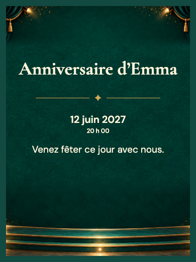 Invitation d’anniversaire numérique: Remise de diplômes émeraude