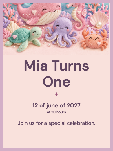 Digital invitation: Under the Sea Girl Happy Whale — Animals and nature