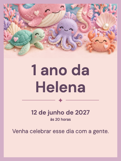 Convite digital: Fundo do Mar Menina Baleia Feliz — Animais e natureza