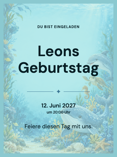 Digitale Geburtstagseinladung: Delfine unter Wasser