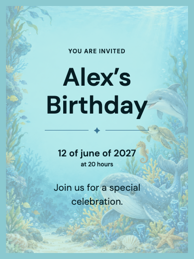 Digital invitation: Under the Sea Boy Dolphins — Animals and nature
