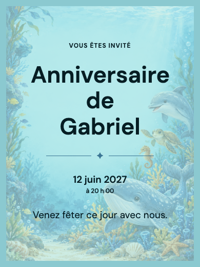 Invitation numérique: Dauphins sous la mer — Animaux et nature