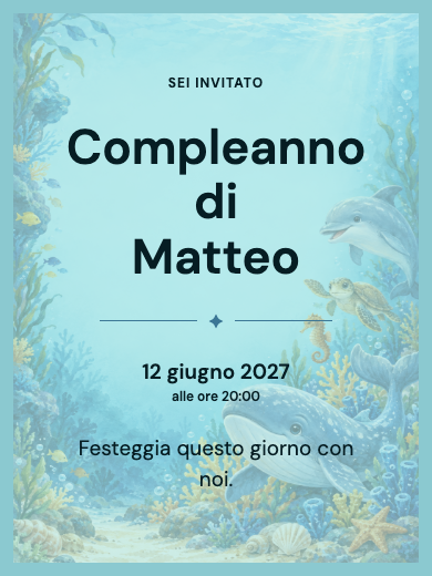 Invito digitale di compleanno: Delfini sotto il mare