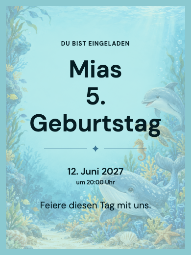 Digitale Geburtstagseinladung: Delfine unter Wasser