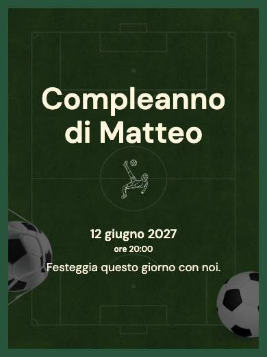 Invito digitale di compleanno: Campo da calcio