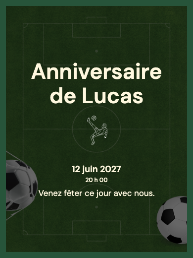 Invitation d’anniversaire numérique: Terrain de football