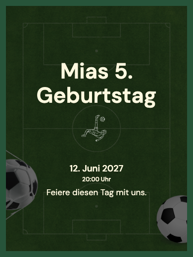 Digitale Geburtstagseinladung: Fußballplatz