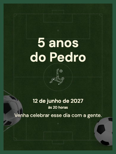 Convite digital de aniversário: Futebol de Campo