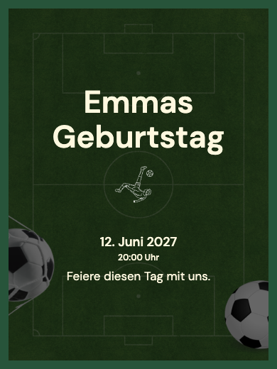 Digitale Geburtstagseinladung: Fußballplatz