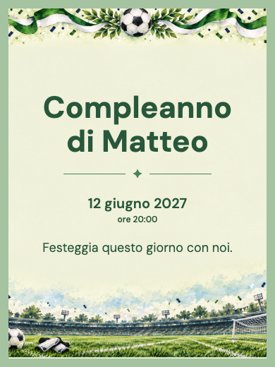 Invito digitale di compleanno: Calcio allo stadio