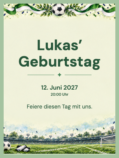 Digitale Geburtstagseinladung: Fußball im Stadion