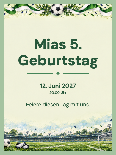 Digitale Geburtstagseinladung: Fußball im Stadion