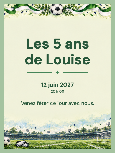 Invitation d’anniversaire numérique: Football au stade