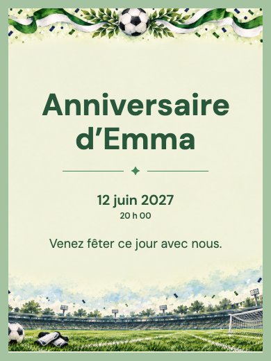 Invitation d’anniversaire numérique: Football au stade