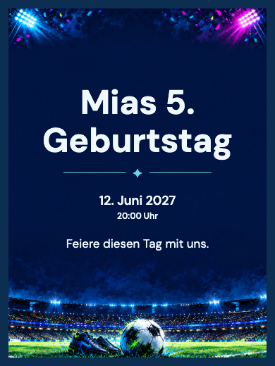 Digitale Geburtstagseinladung: Fußballstars
