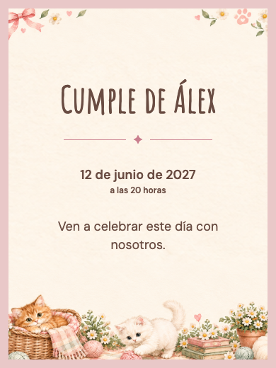 Invitación digital: Gatitos del Jardín — Animales y naturaleza
