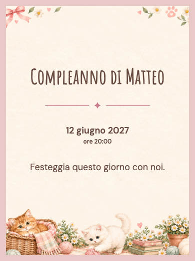 Invito digitale di compleanno: Gattini in giardino