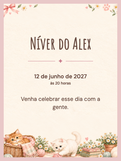 Convite digital: Gatinhos no Jardim — Animais e natureza