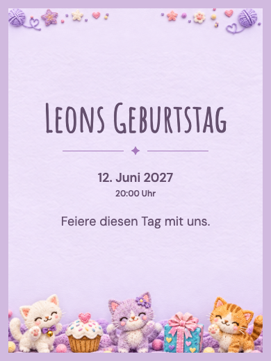 Digitale Einladung: Verzauberte Kätzchen — Tiere und Natur