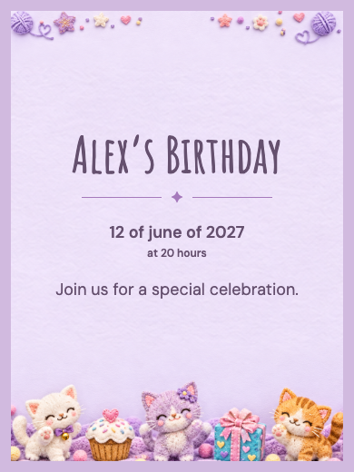 Digital invitation: Enchanted Kittens — Animals and nature