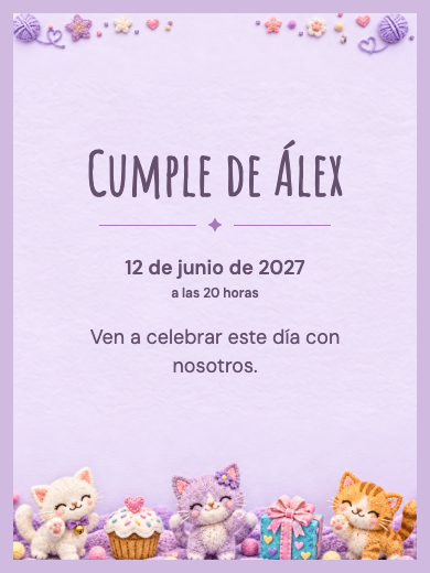 Invitación digital: Gatitos Encantados — Animales y naturaleza