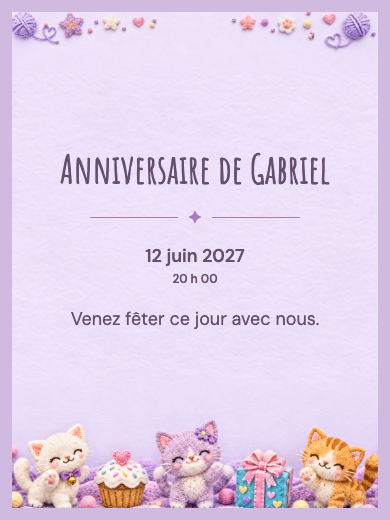 Invitation d’anniversaire numérique: Chatons enchantés