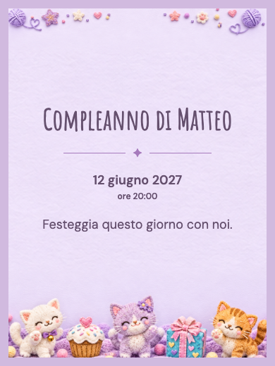 Invito digitale di compleanno: Gattini incantati