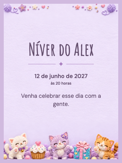 Convite digital: Gatinhos Encantados — Animais e natureza