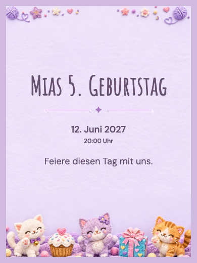 Digitale Geburtstagseinladung: Verzauberte Kätzchen