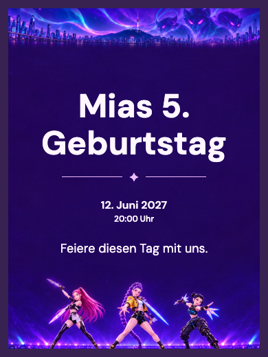 Digitale Geburtstagseinladung: K-Pop-Kriegerinnen