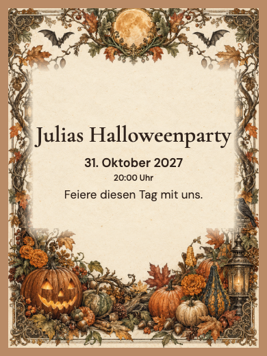 Digitale Geburtstagseinladung: Kürbis-Halloween