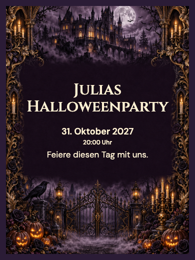 Digitale Geburtstagseinladung: Halloween im Spukhaus