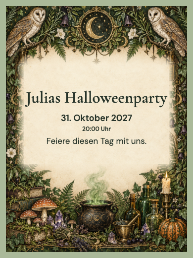 Digitale Geburtstagseinladung: Halloween im Zauberwald