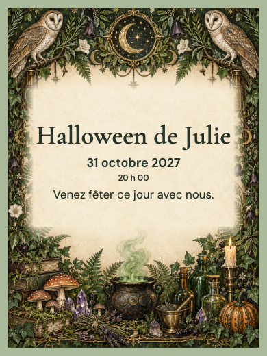 Invitation d’anniversaire numérique: Halloween dans la forêt enchantée