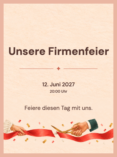Digitale Einladung: Eröffnung mit rotem Band — Firmenfeiern