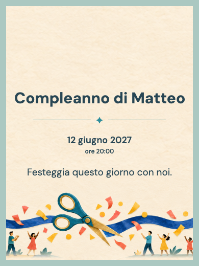 Invito digitale di compleanno: Inaugurazione con nastro blu