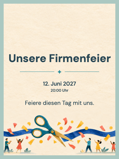 Digitale Einladung: Eröffnung mit blauem Band — Firmenfeiern